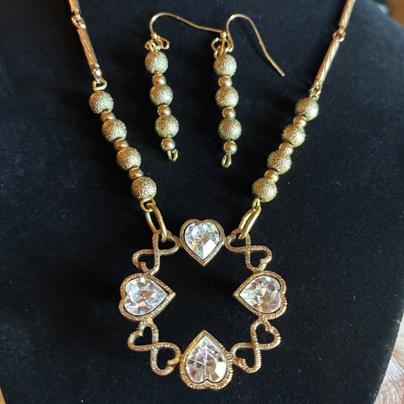 Upcycled Jewelry - Vintage Brooch Necklace w/ Matching Earrings